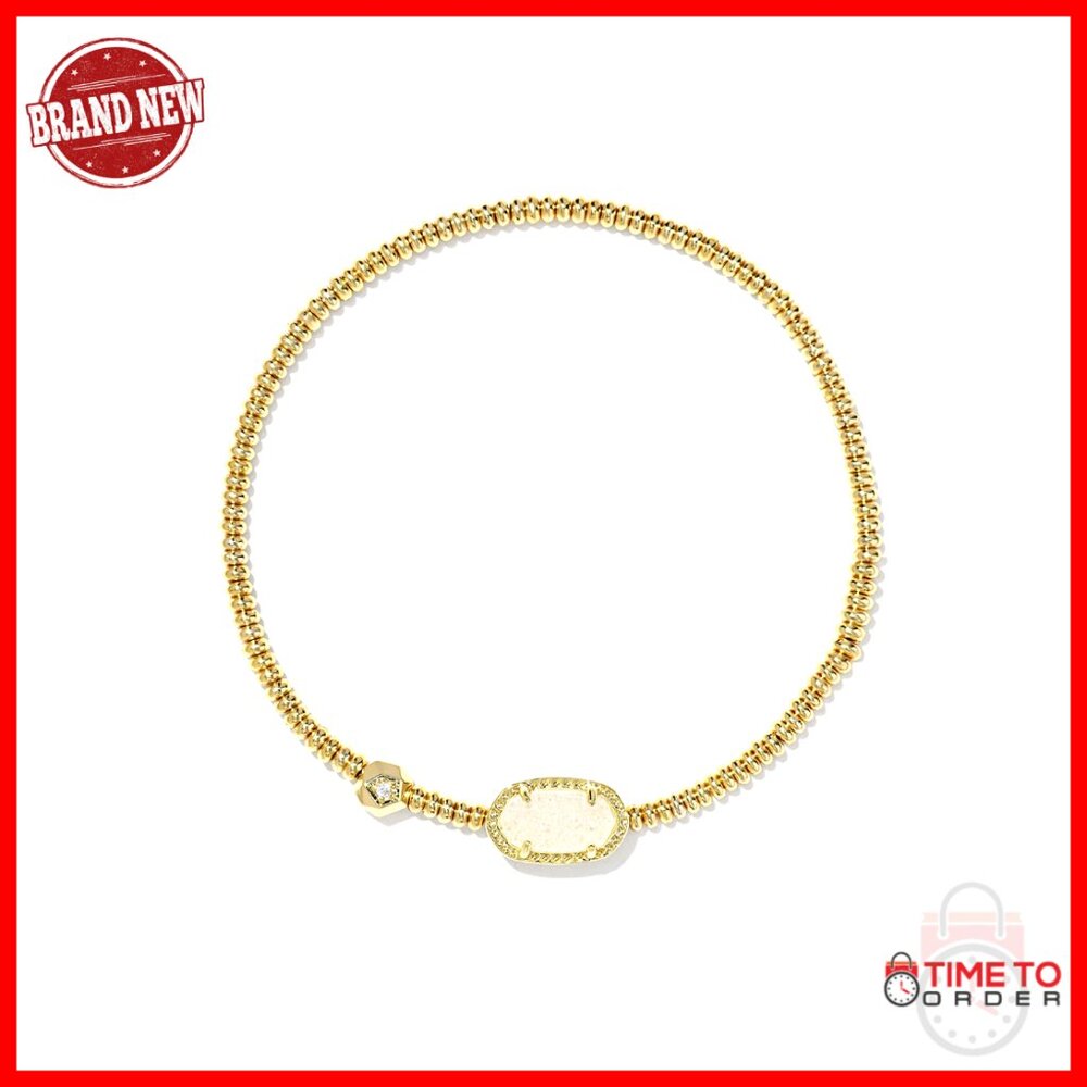 Gold Stretch Bracelet Elegant Minimal Chic Stackable Jewelry Drusy Quartz